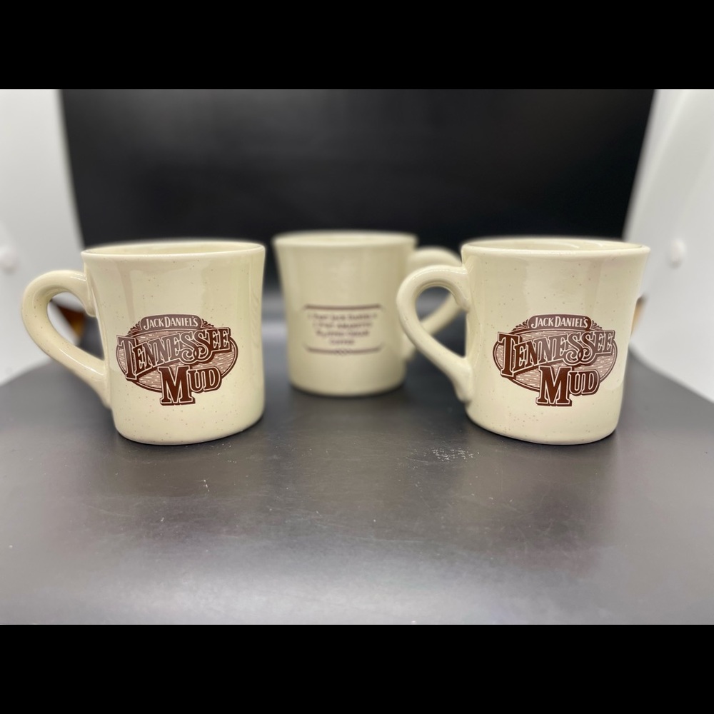 Vintage 90s y2k Jack Daniel’s Tennessee Speckled Stoneware Coffee Mugs Set of 3